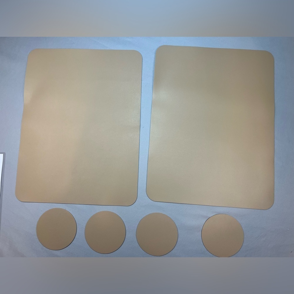 NWOT Tan Placemat & Coaster Set – 6 Placemats + 4 Coasters, Faux Leather/Vinyl‎